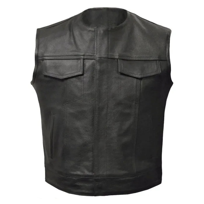 Outlaw Black Leather Motorcycle Vest