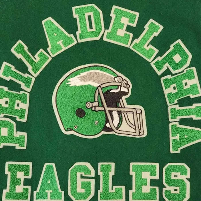 Green fabric with 'Philadelphia Eagles' text and helmet logo