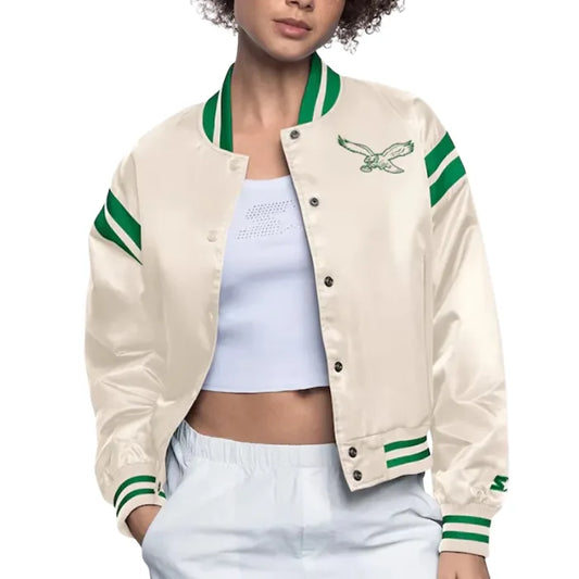 Philadelphia Eagles Cream Full Count Satin Jacket