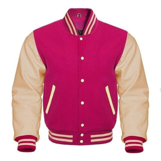 Pink and Cream Varsity Jacket