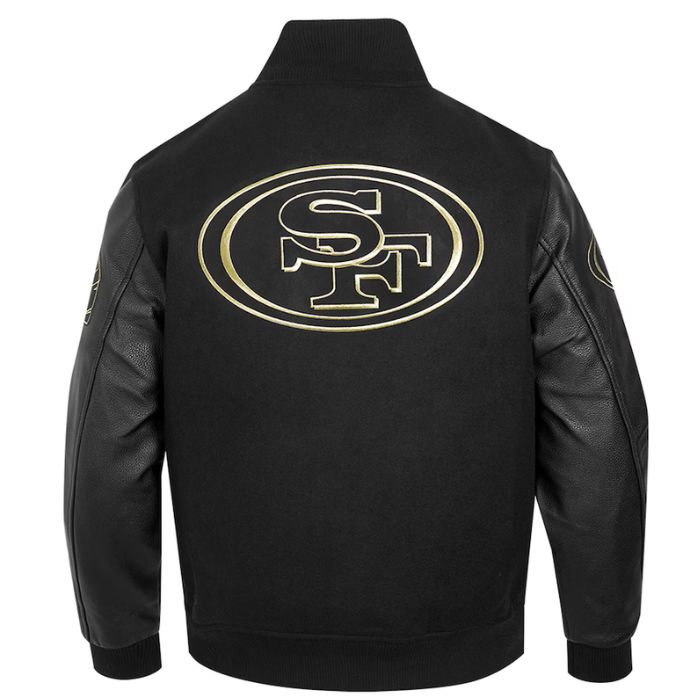 Pro Standard Black San Francisco 49ers Varsity Jacket Back