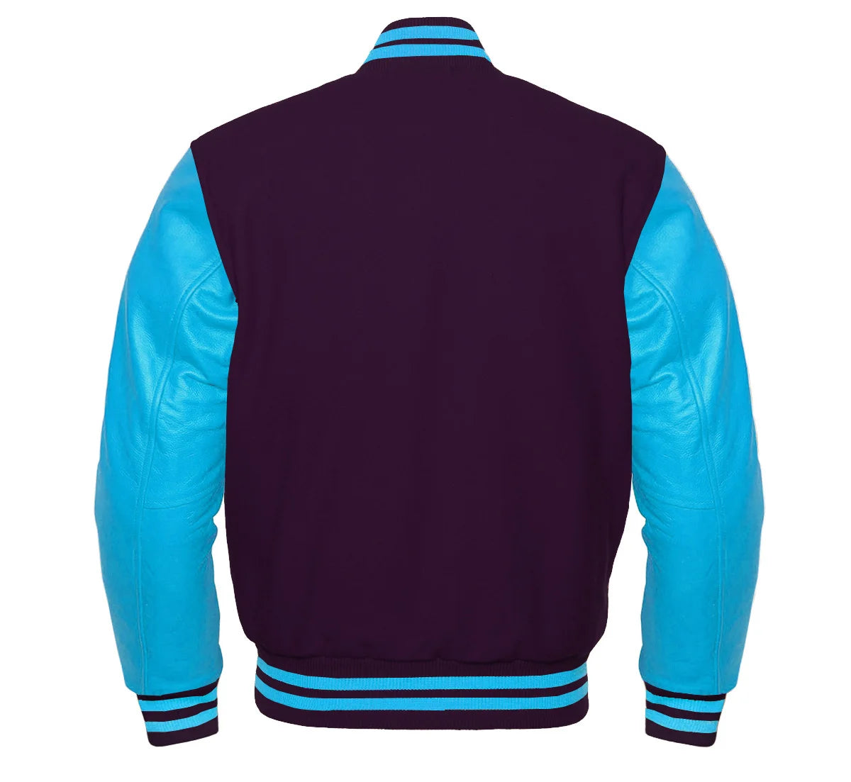 Purple and Blue Varsity Jacket Back Side