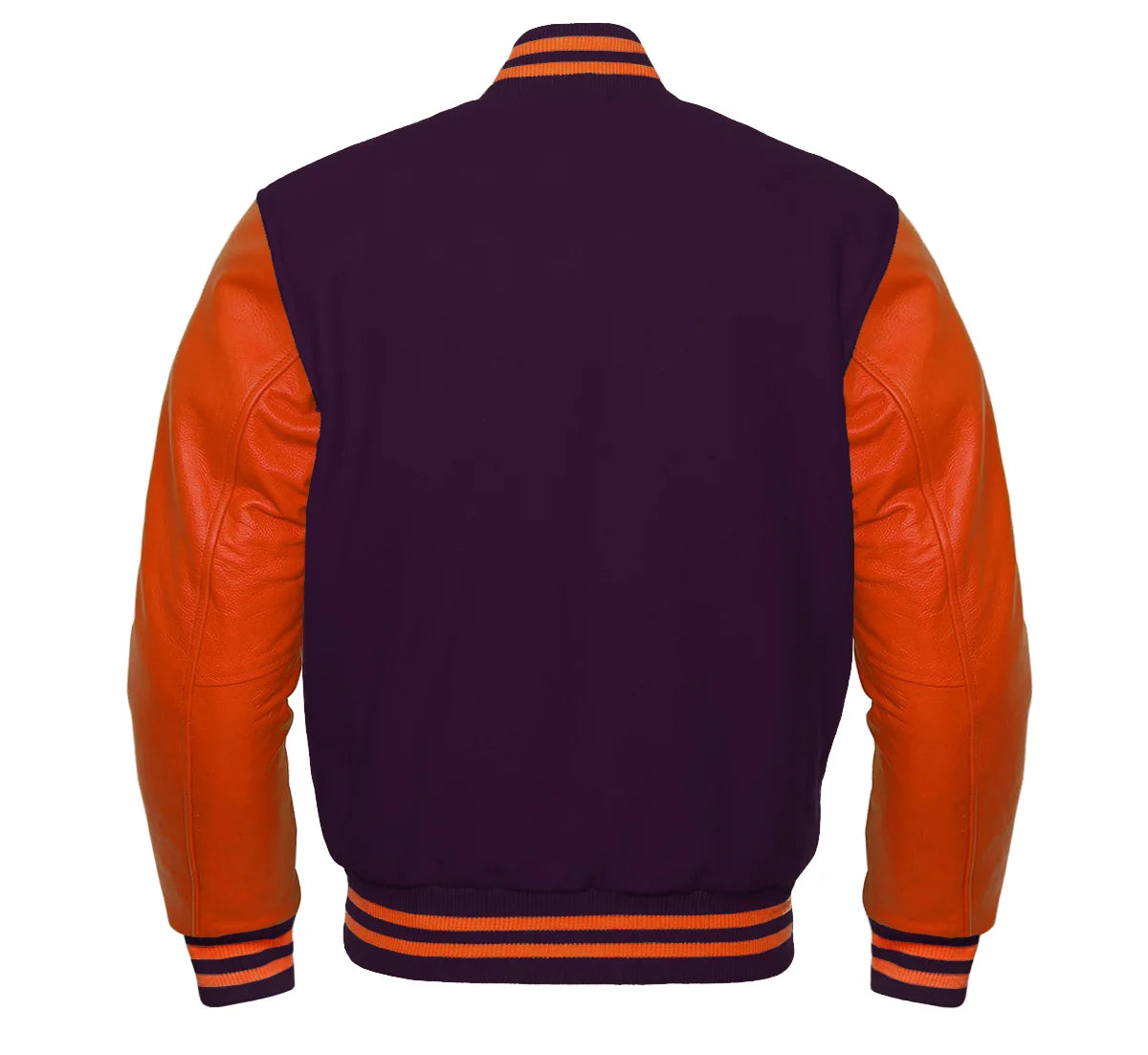 Purple and Orange Varsity Jacket Back Side