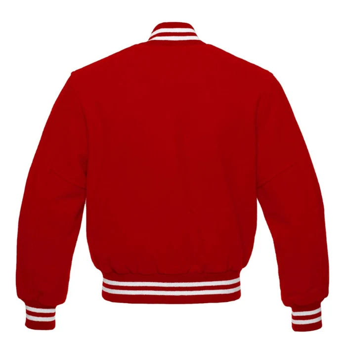 Red All Wool Varsity Jacket Back Side