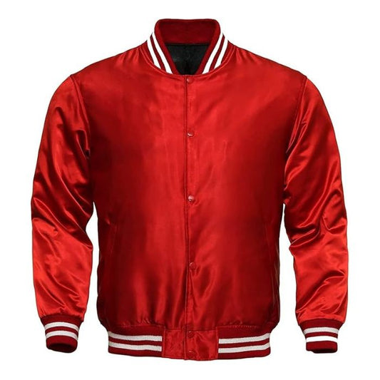 Red Satin Varsity Jacket