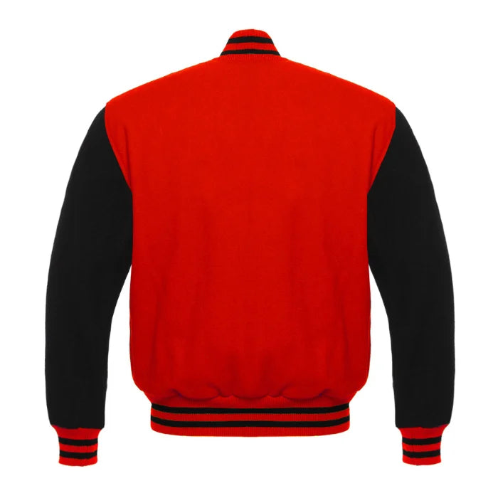 Red and Black All Wool Varsity Jacket Back Side