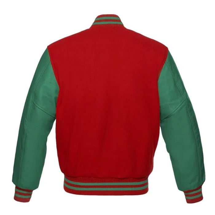 Red and Green Varsity Jacket Back Side