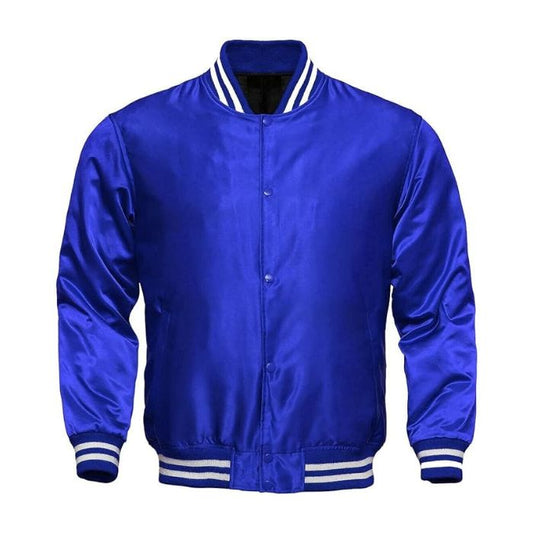 Royal Blue Silk Varsity Jacket