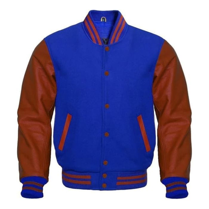Royal Blue and Brown Varsity Jacket