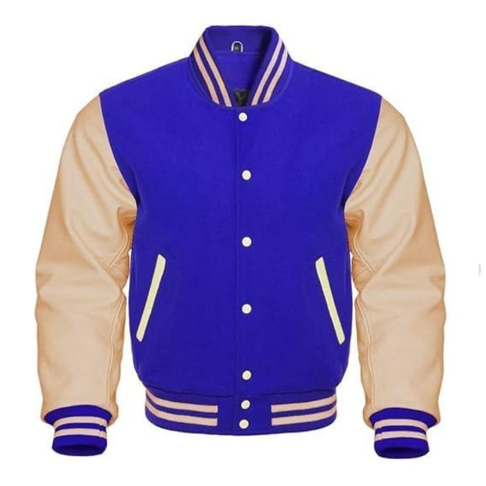 Royal Blue and Cream Varsity Jacket