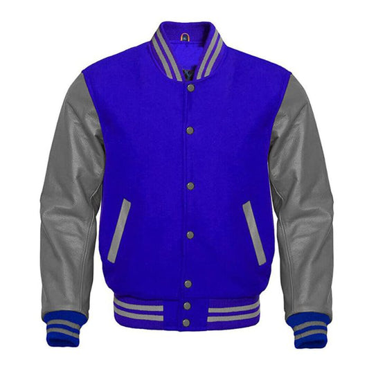 Royal Blue and Grey Varsity Jacket