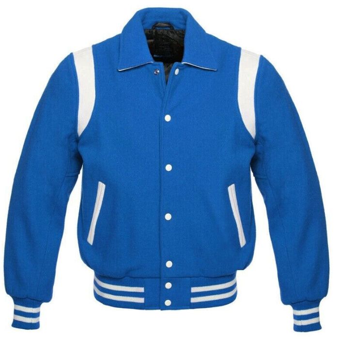 Sky Blue Retro Varsity Jacket