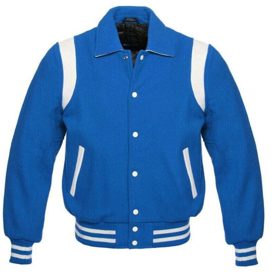 Sky Blue Retro Varsity Jacket