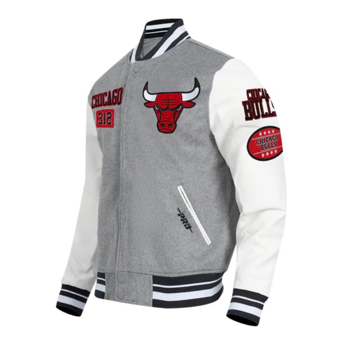 Grey Chicago Bulls Varsity Jacket