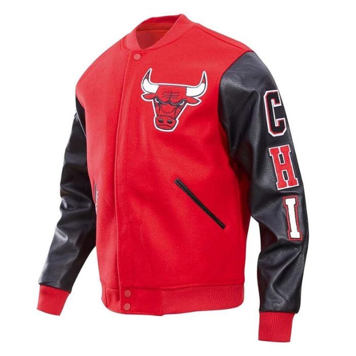 Red and Black Chicago Bulls Varsity Jacket