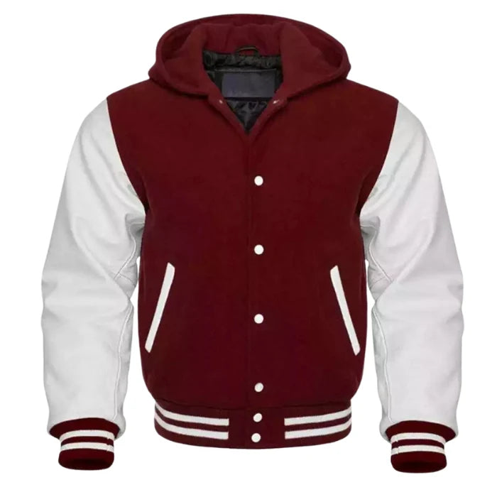 Vintage Wine Varsity Hooded Jacket