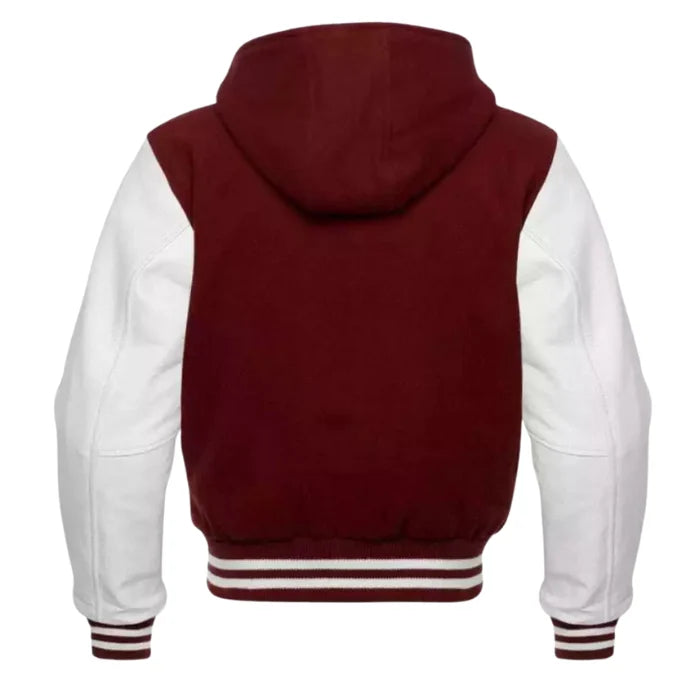 Vintage Wine Varsity Hooded Jacket Back Side