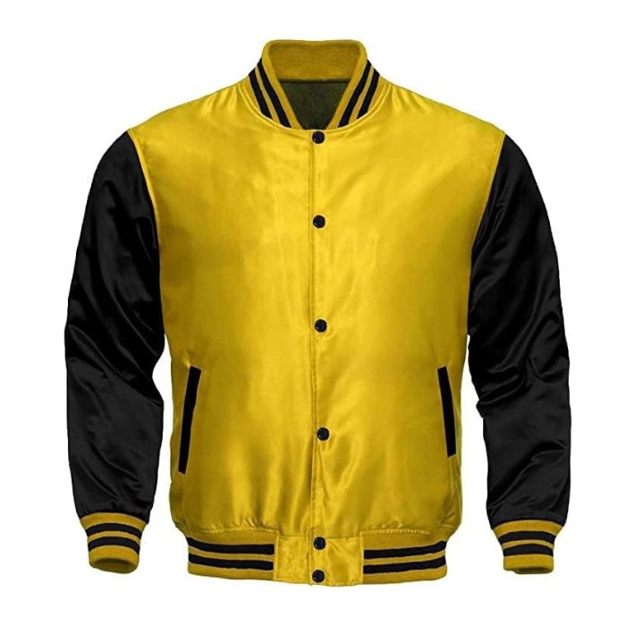 Yellow and Black Satin Varsity Jacket