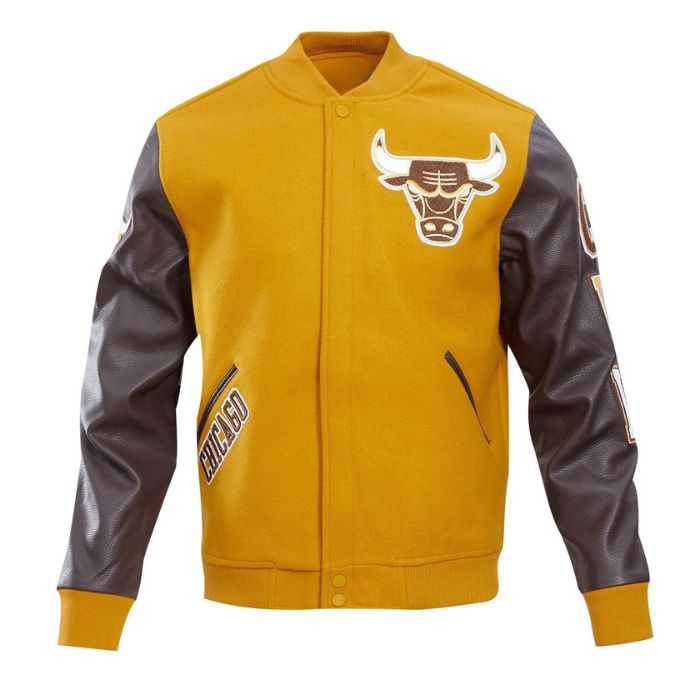 chicago bulls letterman jacket with leather sleeves