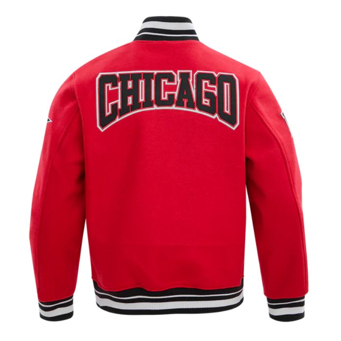 chicago bulls rib wool varsity jacket back side