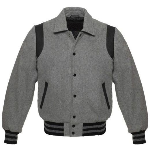Gray Vintage Wool Jacket with Varsity Collar
