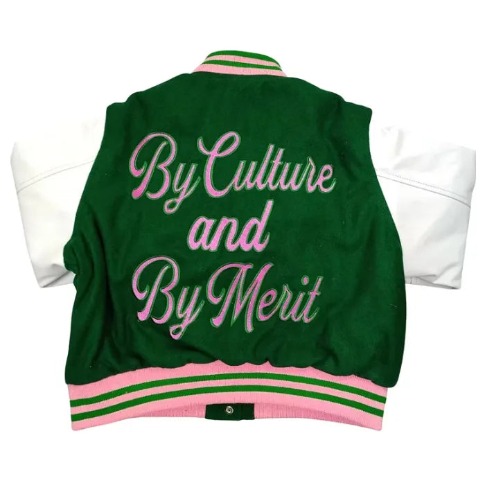 Aka Legacy Jacket in Green and White Back Side
