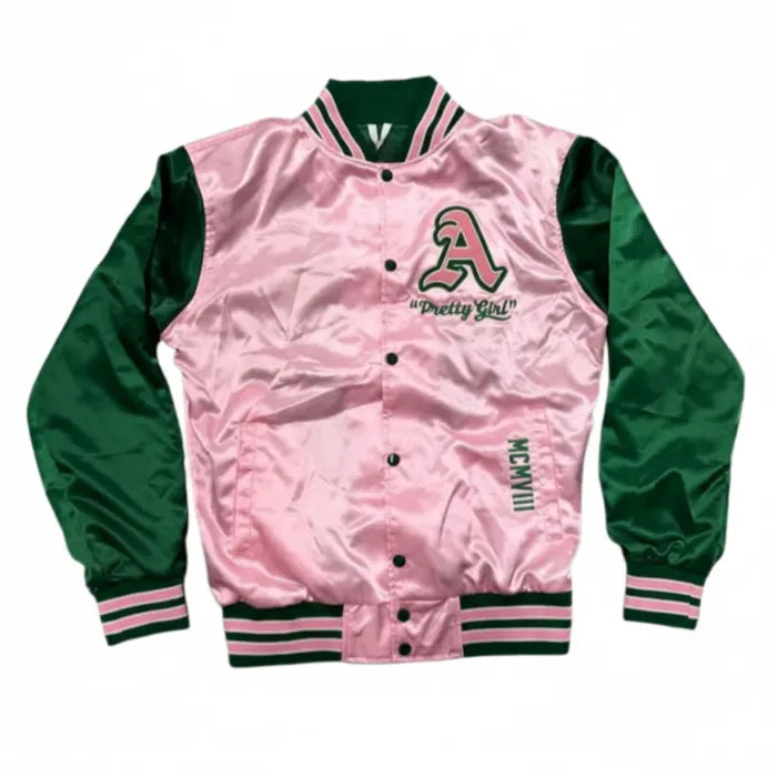 Aka Varsity Satin Baseball Jacket