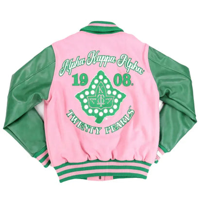 Aka Wool and Leather Varsity Jacket Back Side