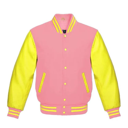 Baby Pink and Yellow Varsity Jacket