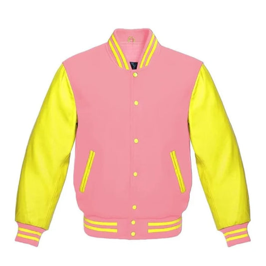 Baby Pink and Yellow Varsity Jacket