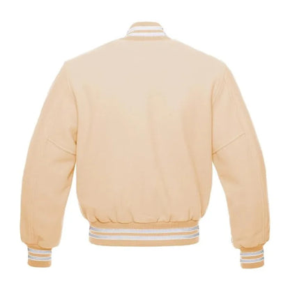 Beige All Wool Varsity Jacket Back Side
