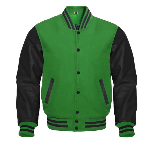 BLACK GREEN VARSITY JACKET FOR KIDS