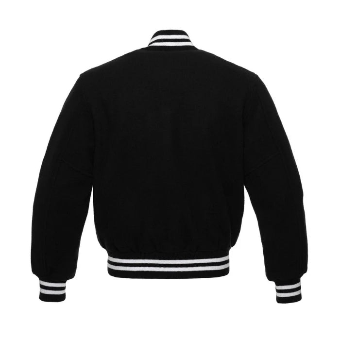 Black All Wool Varsity Jacket Back Side