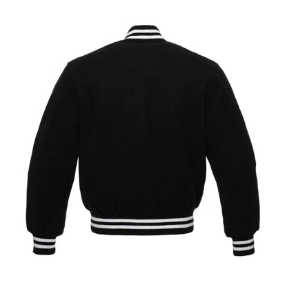Black All Wool Varsity Jacket Back Side