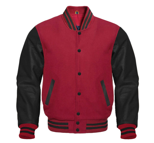 BLACK MAROON VARSITY JACKET FOR KIDS