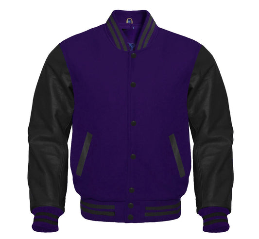 BLACK PURPLE VARSITY JACKET FOR KIDS