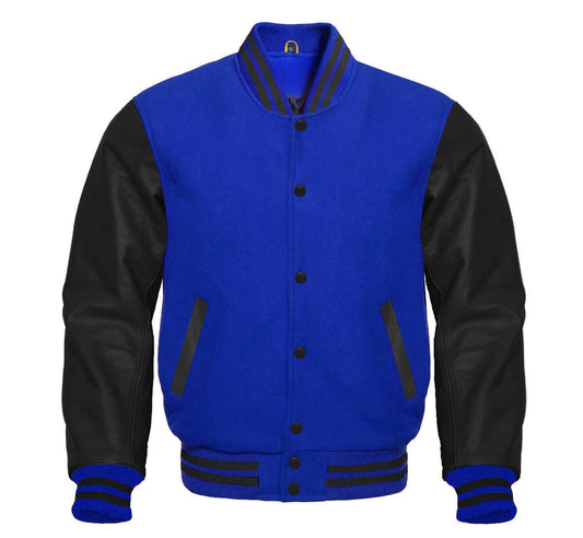 BLACK ROYAL BLUE VARSITY JACKET FOR KIDS