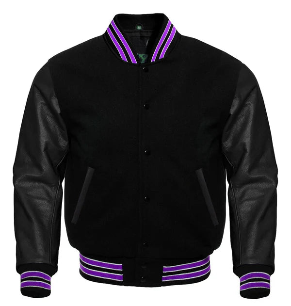 Black Leather Varsity Jacket Womens