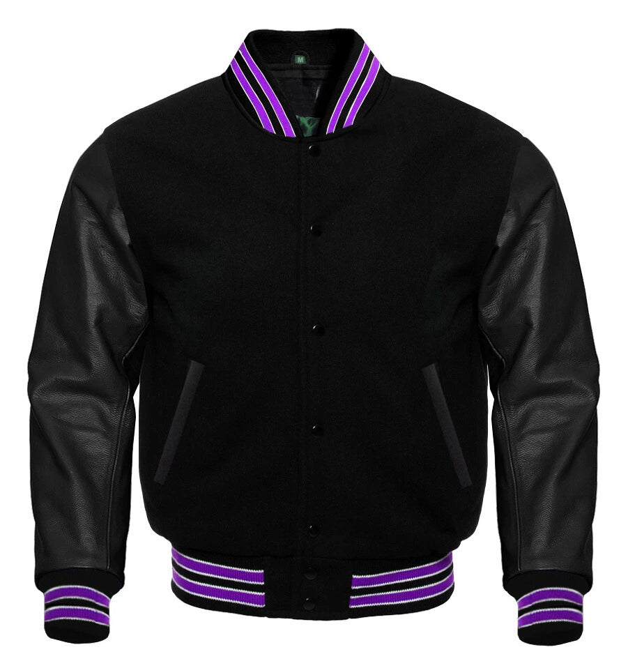 Black Letterman Jacket Men's