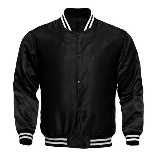 Black Satin Varsity Jacket