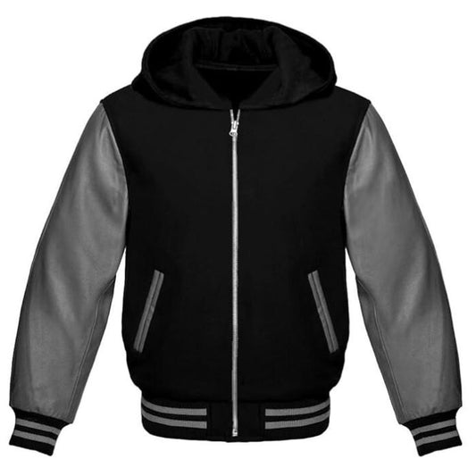 Black Zip Up Varsity Hoodie