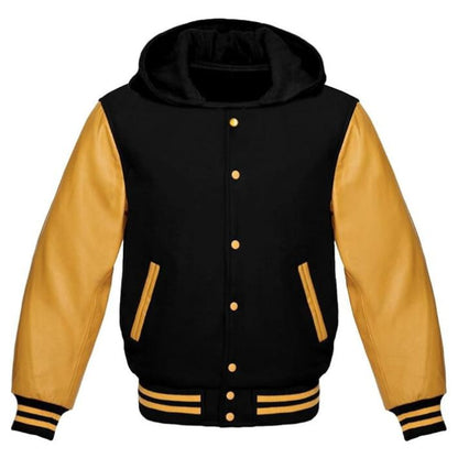 Black and Gold Varsity Hooded Jacket