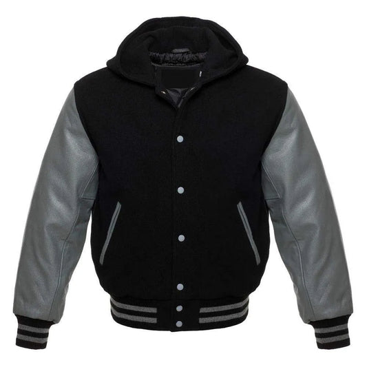 Black and Grey Varsity Hoodie Jacket