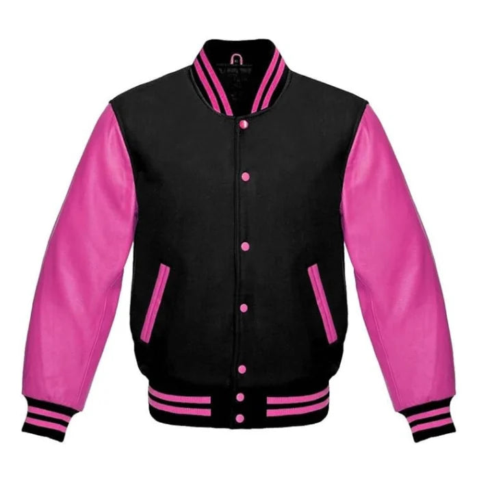Black and Hot Pink Varsity Jacket