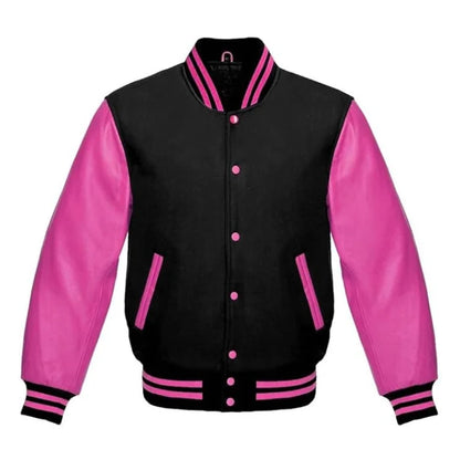 Black and Hot Pink Varsity Jacket