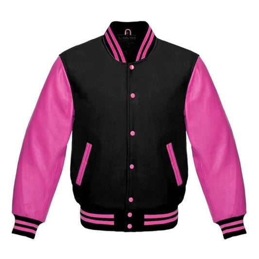 Black and Hot Pink Varsity Jacket
