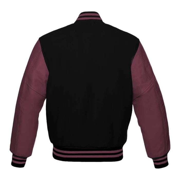 Black and Maroon Varsity Jacket Back Side