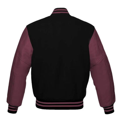 Black and Maroon Varsity Jacket Back Side