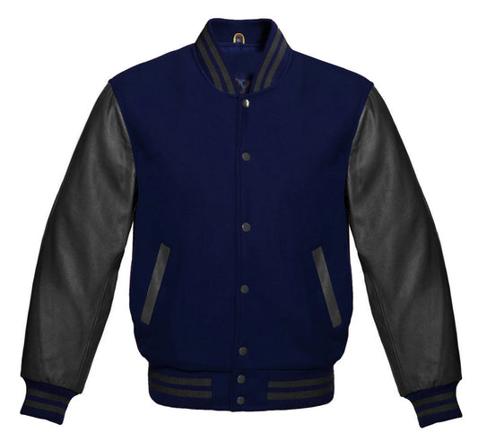Black and Navy Blue Varsity Jacket