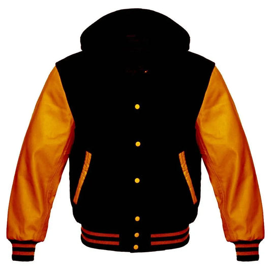 Orange and Black Varsity Jacket Hoodie